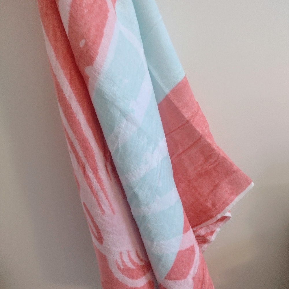 Coral and Light Blue Beach Towel